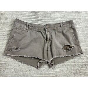 Mossimo Supply Co Shorts Women 11 Brown Distressed Cutoff Raw Hem Mid Rise Twill